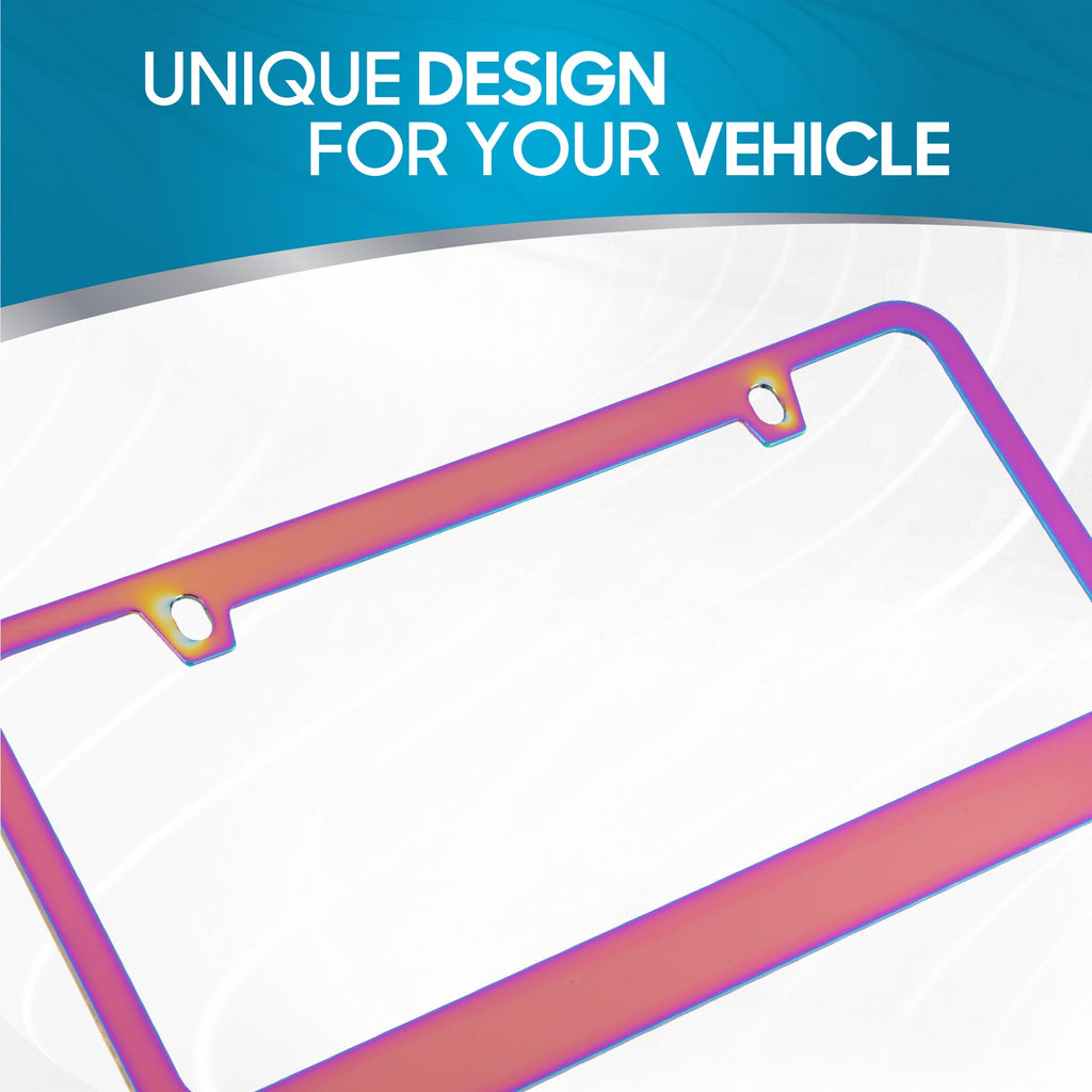 Chrome Plated Rust-Proof Die-Cast Stainless Metal License Plate Frame/Holder Universal Size - Blank Metal Design (Pack of 2)