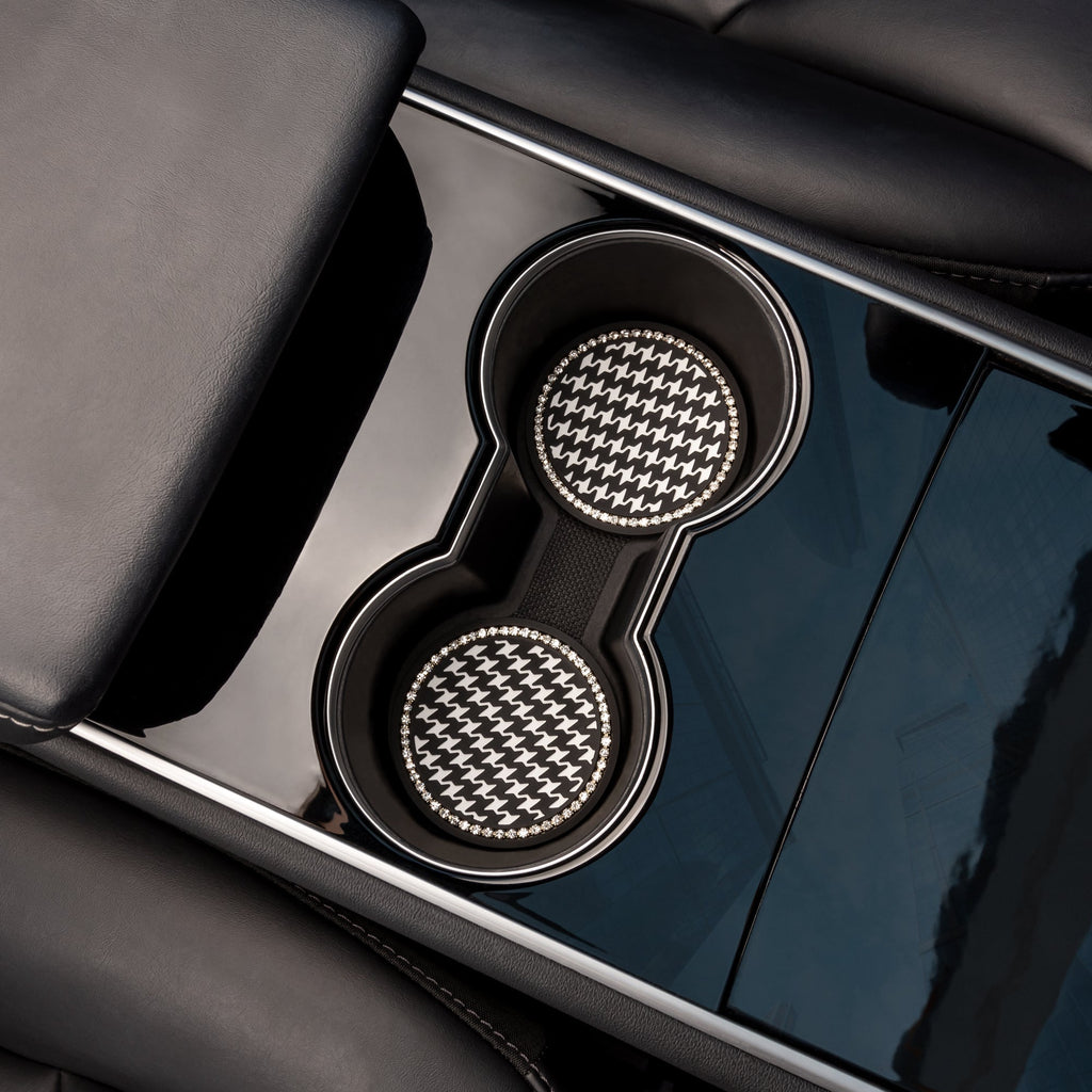 Carbella 2-Pack Houndstooth Bling Coasters