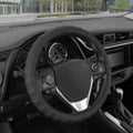 BDK Large Genuine Leather Ergonomic Non-Slip Grip Steering Wheel Cover (Fits 15.5" - 16")