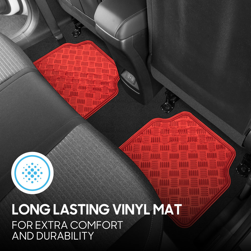 BDK 4-Piece Translucent Centered Cushioned Grip Pad Front Floor Mats and Rear Floor Mats - Heavy Duty, All Weather