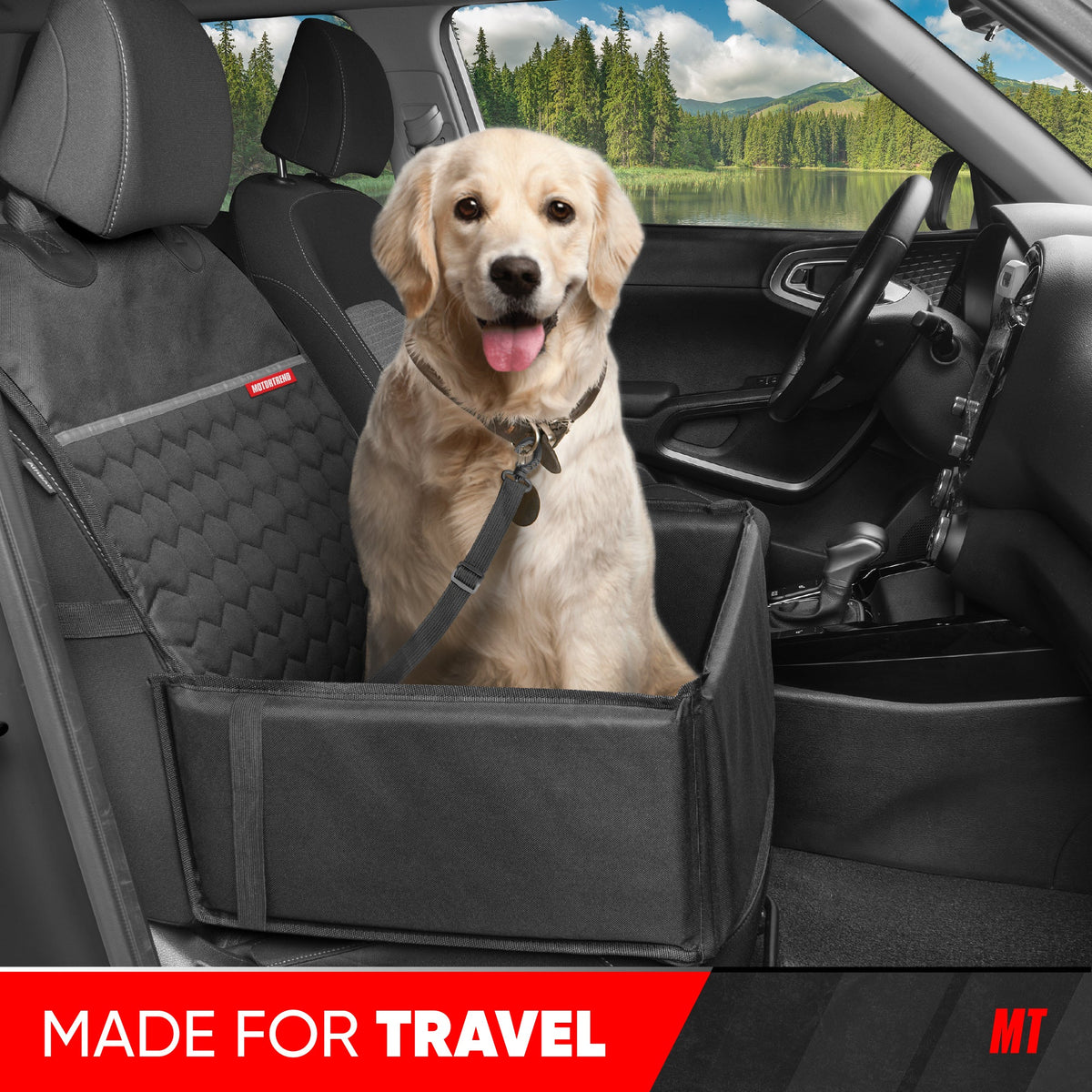 Motor Trend Dog Car Seat - 2 in 1 Waterproof Foldable Bucket Style Truck Dog Booster for Medium Size and Small Dogs – Pet Car Protector & Pet Anxiety Seat - Universal Fit for Cars, Trucks, & SUV