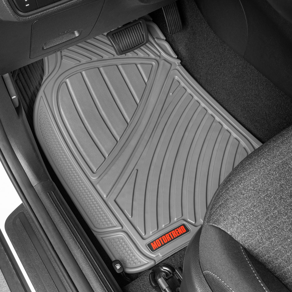 MotorTrend 3-Piece FlexTough Performance Deep Channel Front Floor Mats and Rear Floor Mat - Heavy Duty, All Weather, Trim to Fit