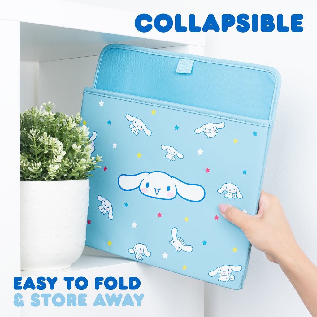 Sanrio Cinnamoroll Car Trunk Organizer and Storage Bin - Collapsible Compartment, Heavy Duty, Fold Up for Easy Storage, Automotive Seat Cargo for Groceries Tools - 12.5L x 12.5W x 9H