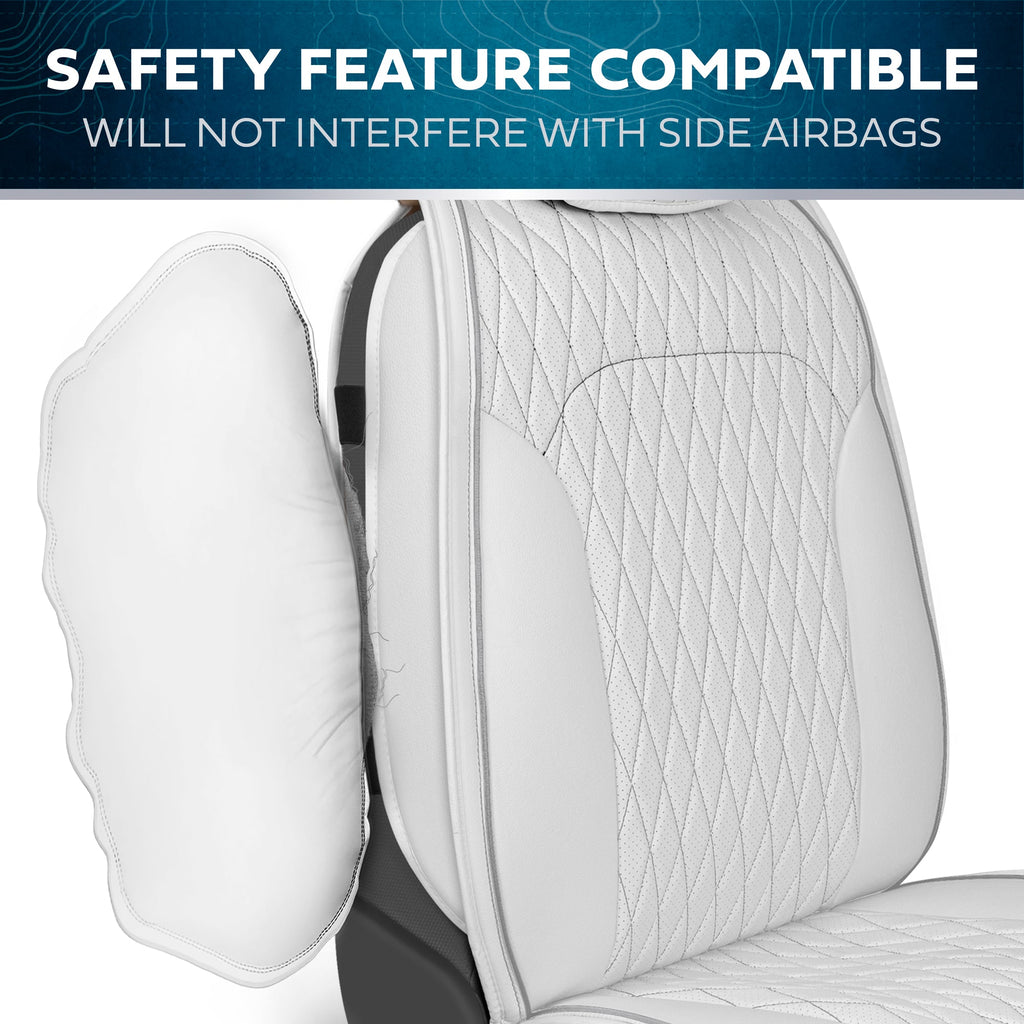 Car Seat Covers - DiamondLux Edition Premium Faux Leather Seat Protectors - Double Cross Stitched Cushioned Automotive Accessories for Trucks, SUVs, Cars - Front Seat Set