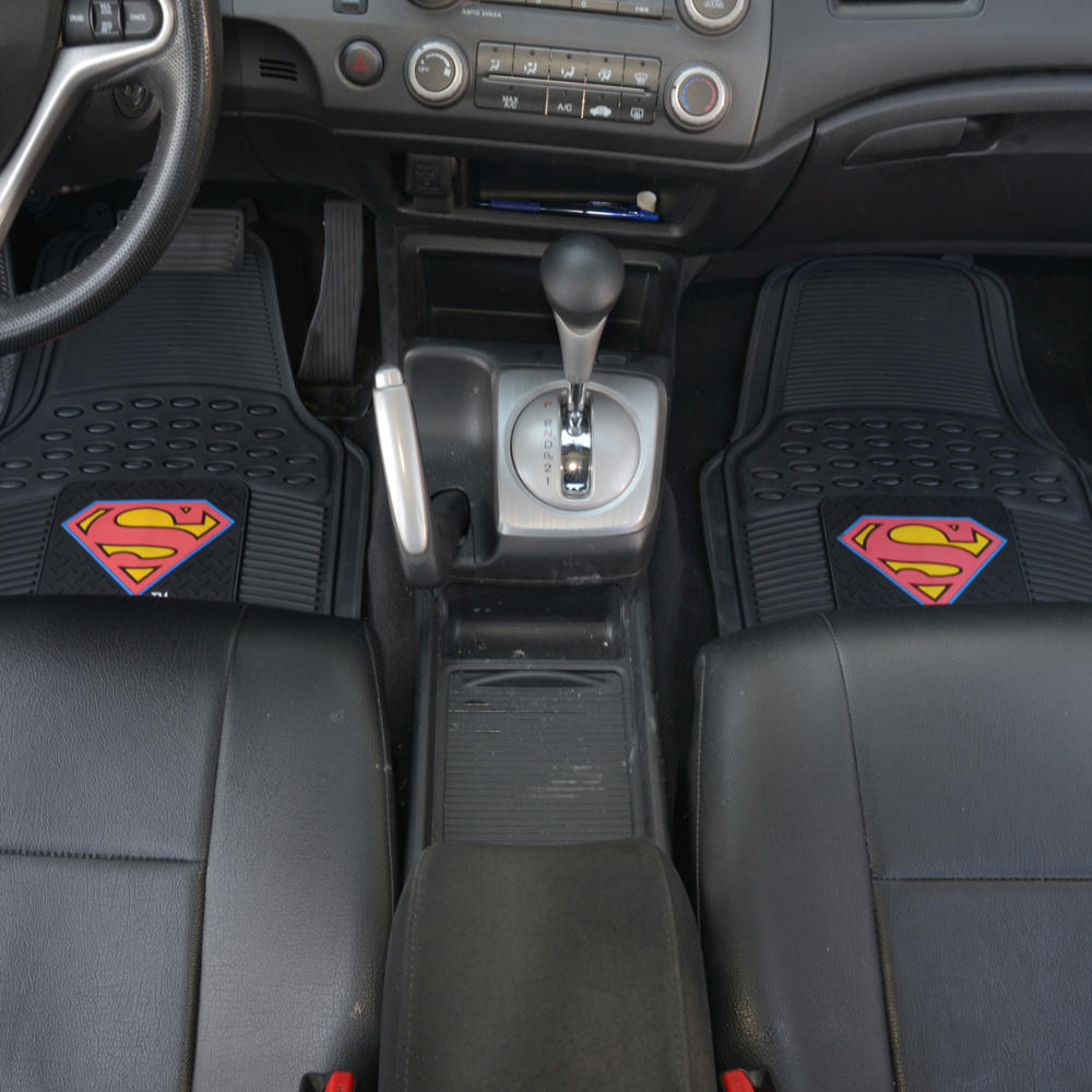 BDK Armored Super Hero Car Floor Mats - Officially Licensed DC Comics - All Weather Heavy Duty Auto Interior Liners for Car Truck Van SUV (Multiple Styles)