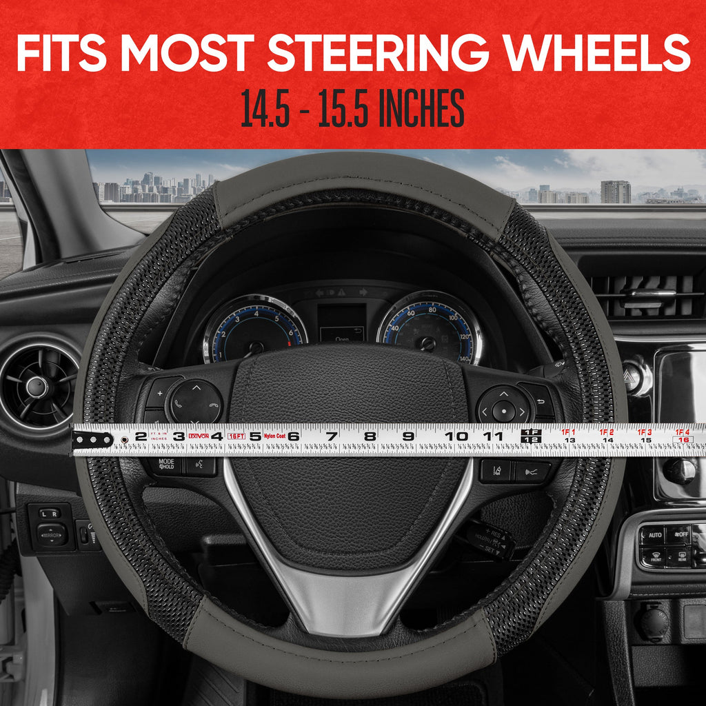 MotorTrend GripTech Enhanced Traction Steering Wheel Cover (Fits 14.5" - 15.5")