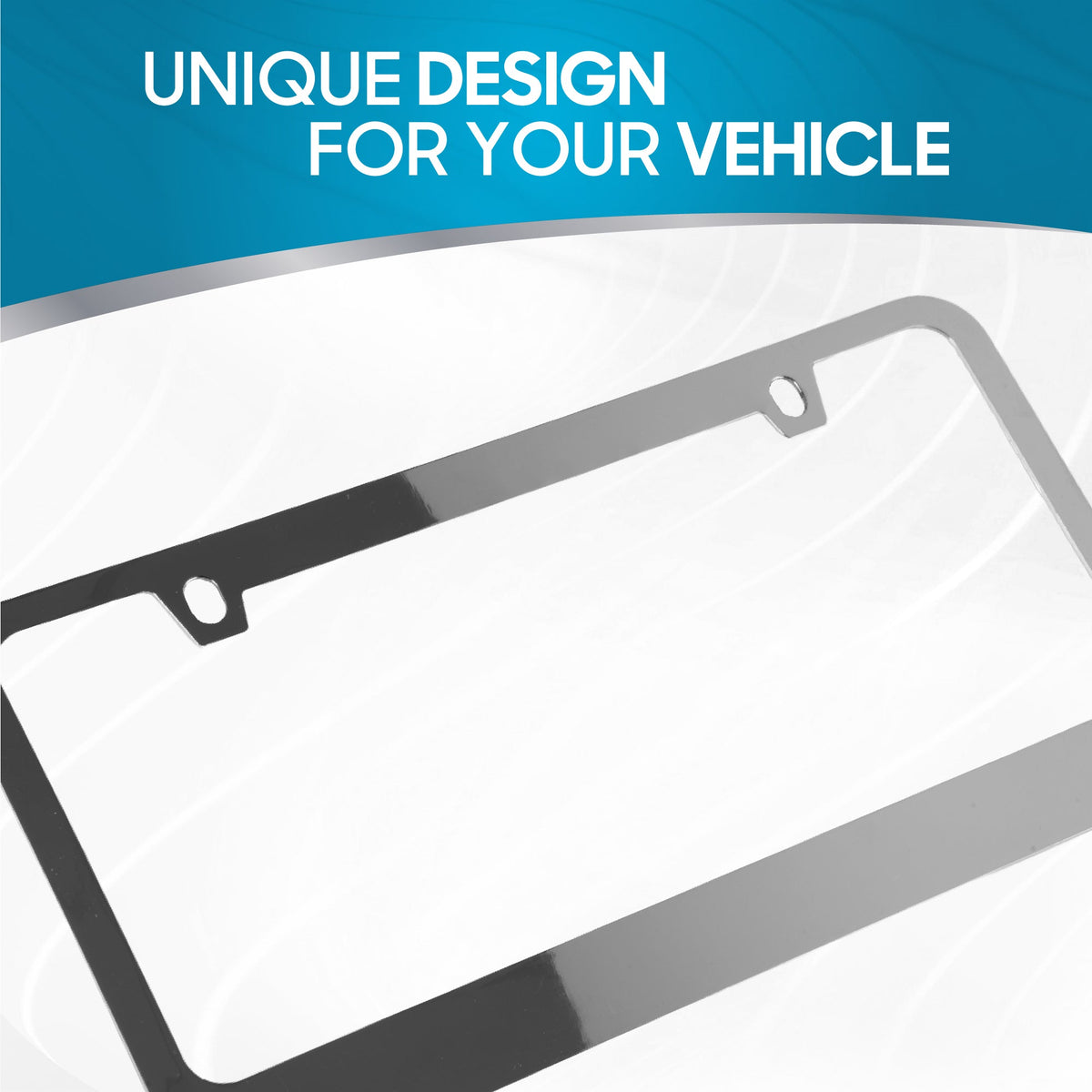 BDK Die-Cast Stainless Metal License Plate Frame/Holder Universal Size - Blank Metal Design (Pack of 2)