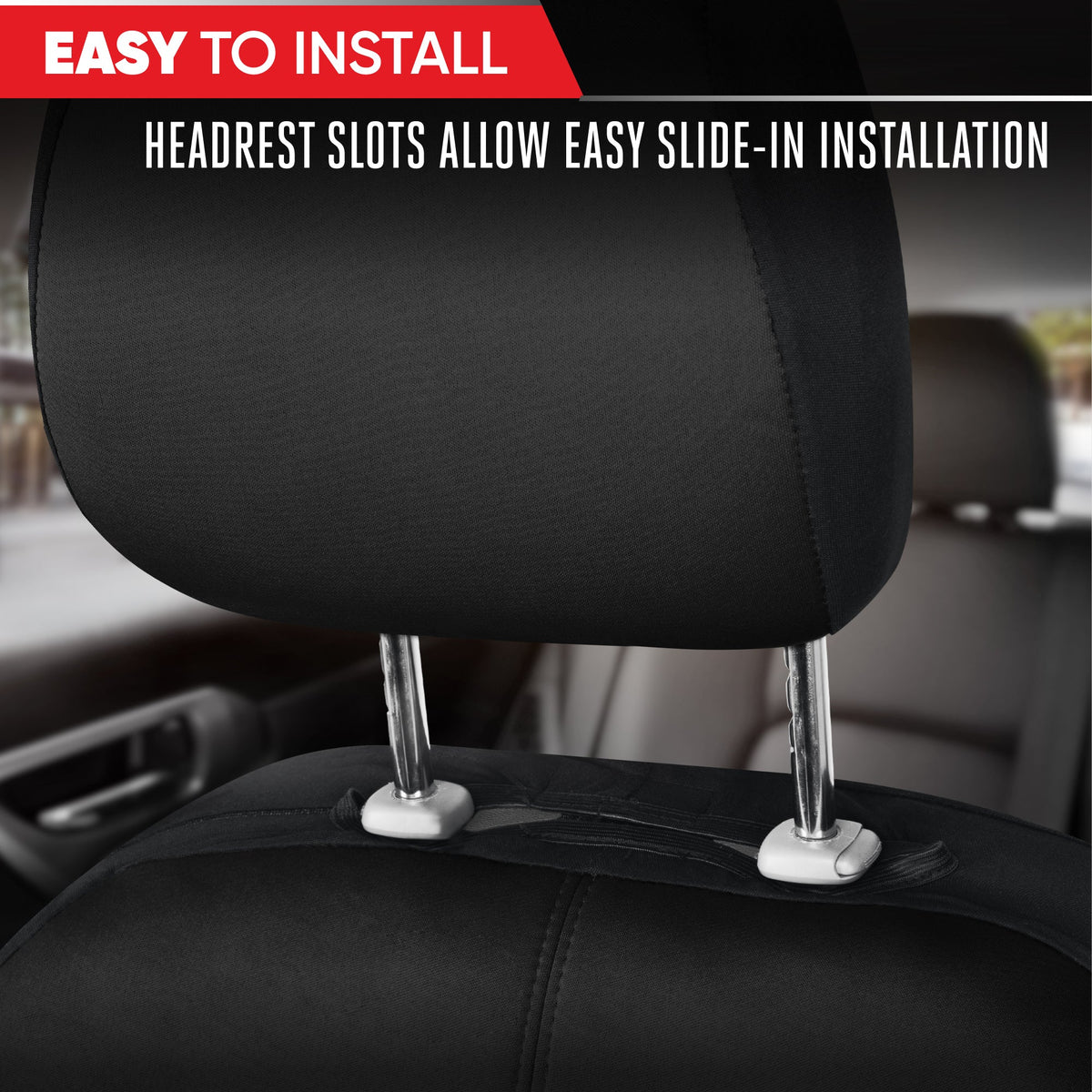 Motor Trend Black Car Seat Covers Set - 2 Front Seats – Spill-Proof Neoprene CarSeat Cover Protector for Cars – Automotive Car Accessories Interior Covers for SUV & Small Trucks – Semi Universal Fit