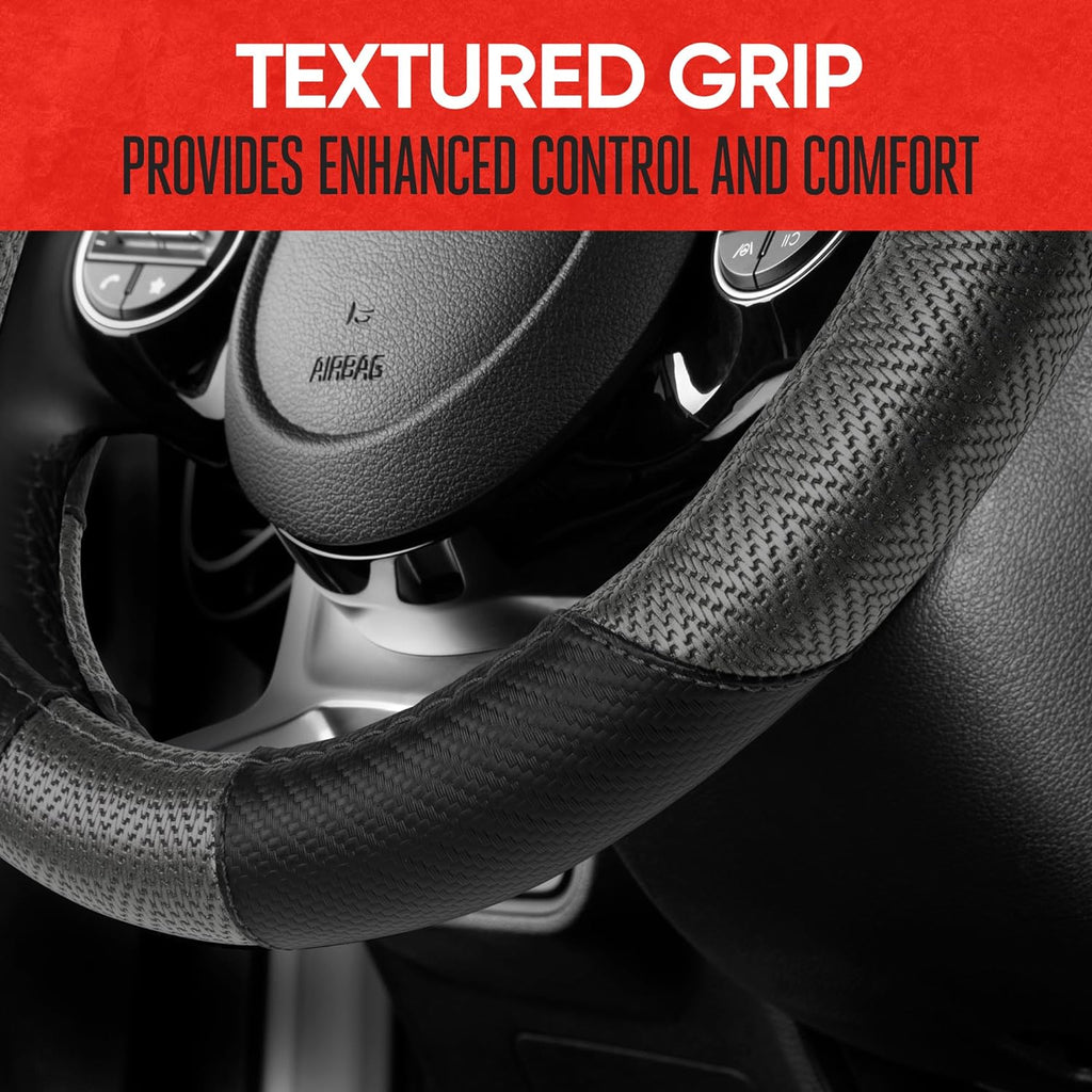 MotorTrend GripTech Perforated Pattern Sport Grip Steering Wheel Cover (Fits 14.5" - 15.5")