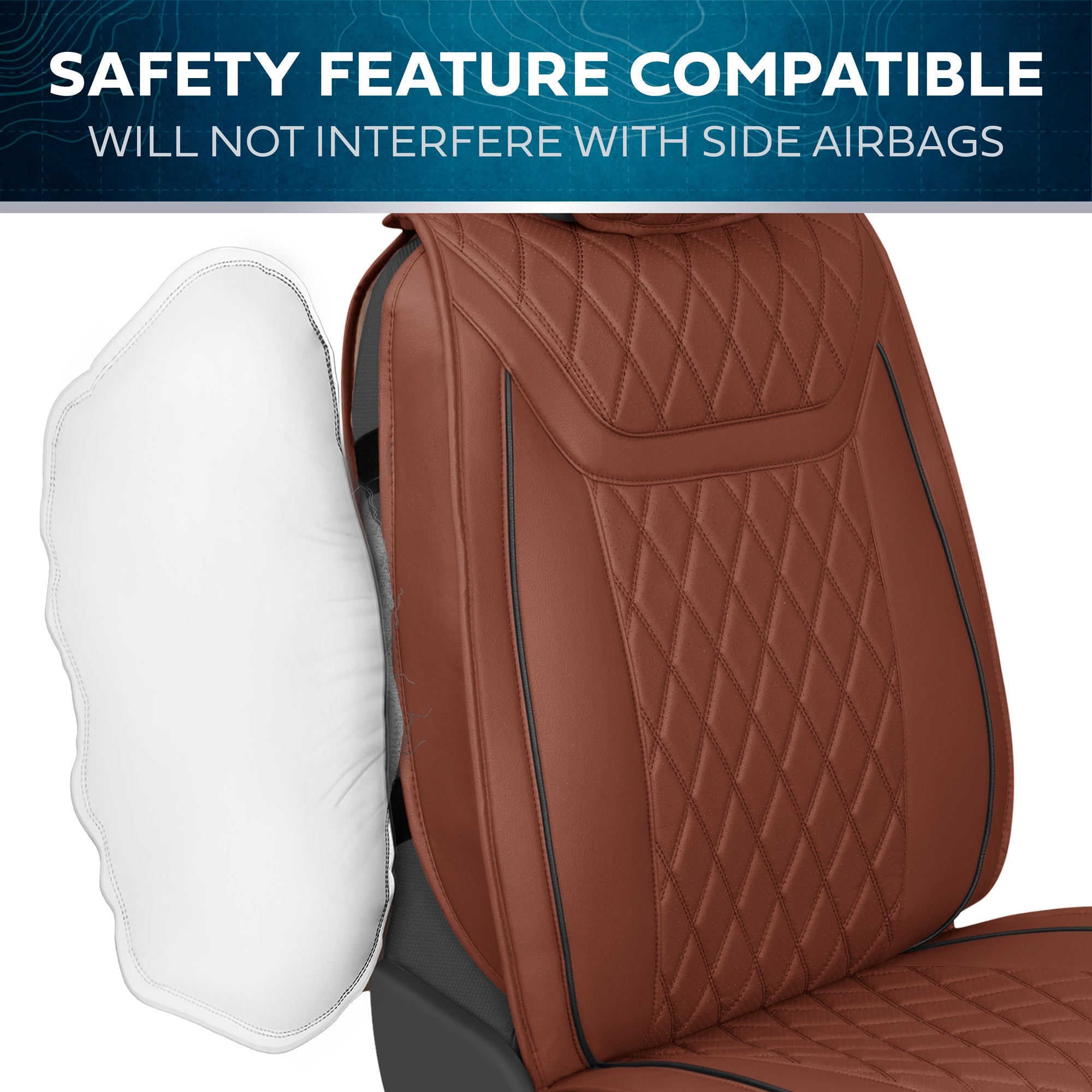 MotorBox 11-Piece Ranch Edition Premium Faux Leather Diamond Stitched Cushion Front Seat Covers and Rear Seat Covers