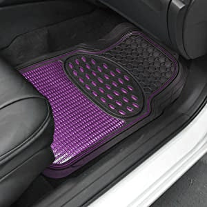 BDK 4-Piece Centered Cushioned Grip Pad Front Floors Mats and Rear Floor Mats - Heavy Duty, All Weather, Trim to Fit