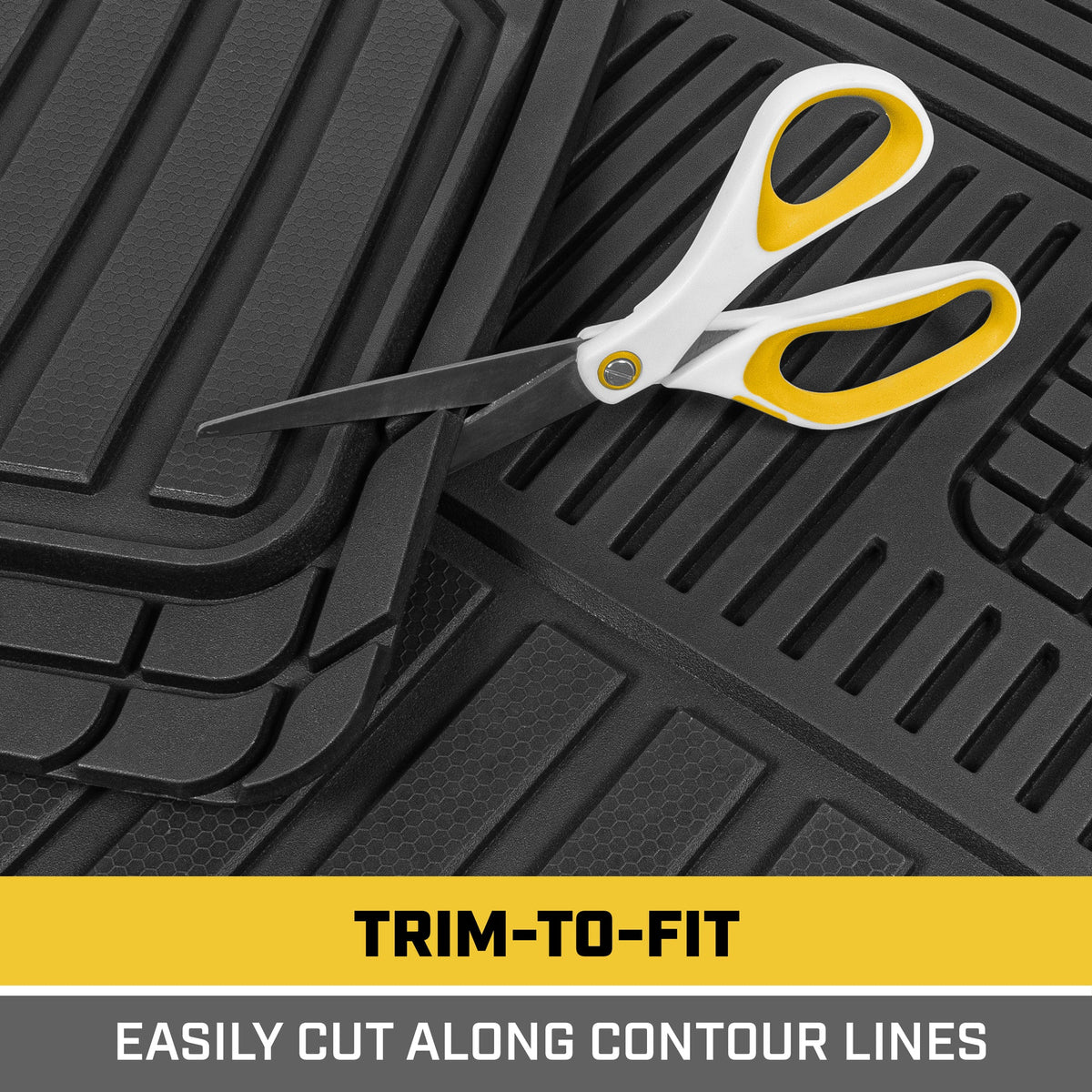 CAT 3-Piece ToughLiner Front Floor Mats and Rear Floor Mats - Heavy Duty, All Weather, Trim to Fit