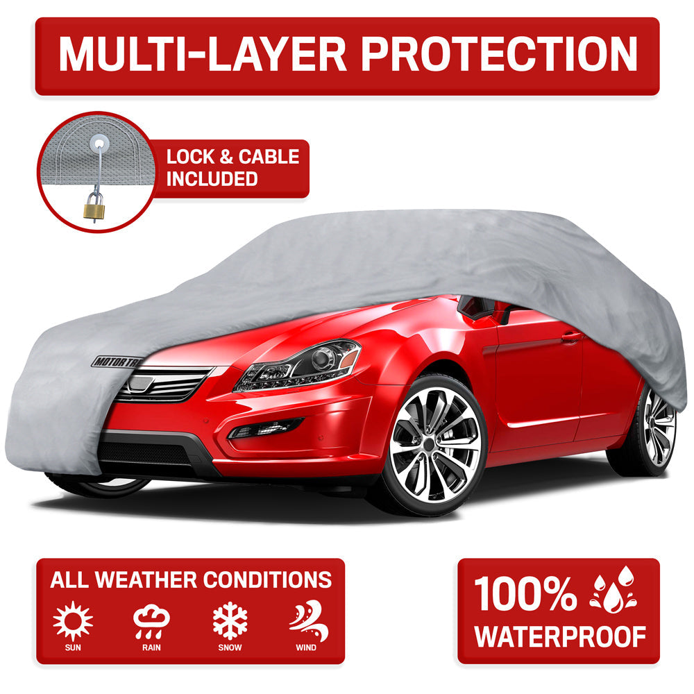 MotorTrend 4-Series Premium Poly Lined Vehicle Cover for Cars, SUVs, Trucks, Vans