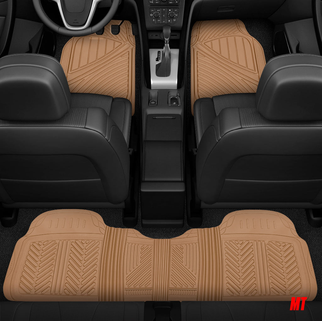 MotorTrend 4-Piece 3-Rows Extra-High Ridgeline Front Floor Mats, Middle Floor Mat, and Rear Floor Mat