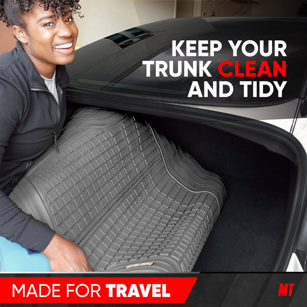 MotorTrend FlexTough Square Groove Trunk/Cargo Liner Mat - Heavy Duty, All Weather, Trim to Fit (54" x 37")