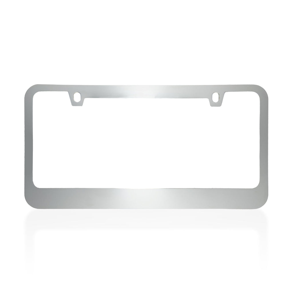 BDK Single Stainless Steel Chrome Plated Metal License Plate Frame - Standard Size (12.25" x 6.25") - Blank
