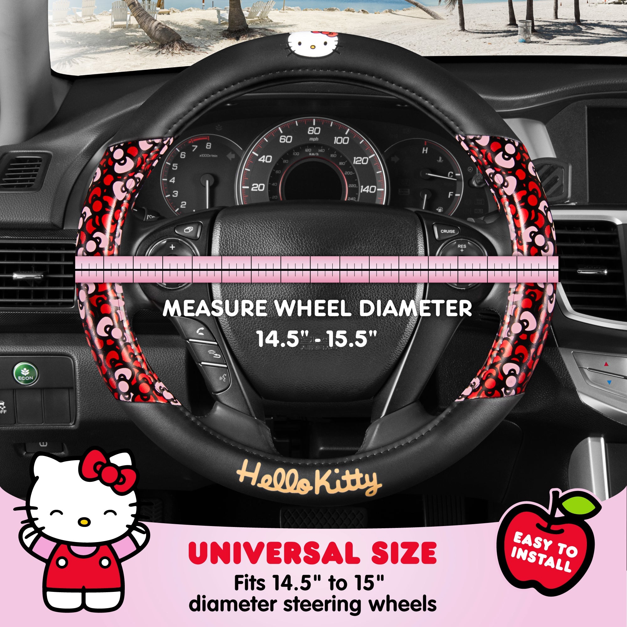 Carbella Sanrio Hello Kitty Bows Steering Wheel Cover (Fits 14.5" - 15")
