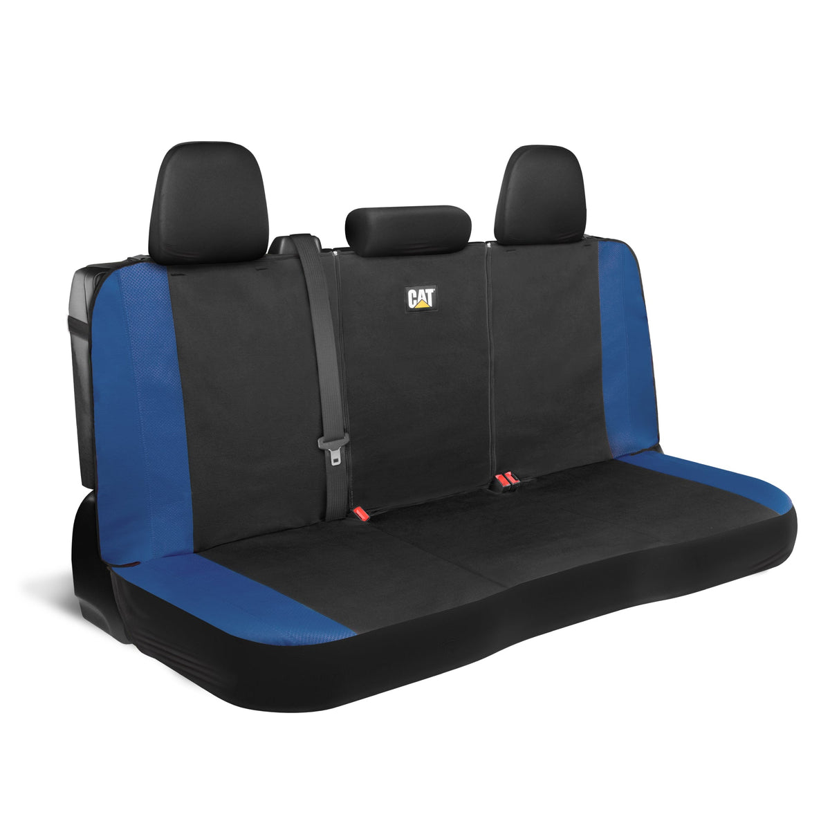 Cat Flexfit Blue Rear Seat Cover for Car – Durable Canvas & Mesh Design 60/40 Split Bench Protector for Cars, Trucks & SUVs – Back Seat Cover for Rear Bench – Interior Car Accessory