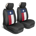 MotorBox Texas Edition Faux Leather Black & Flag Seat Covers for Car - Texas Flag on Cushioned Seat Protectors for Automotive Accessories, Trucks, SUV, Car - Two Front Covers