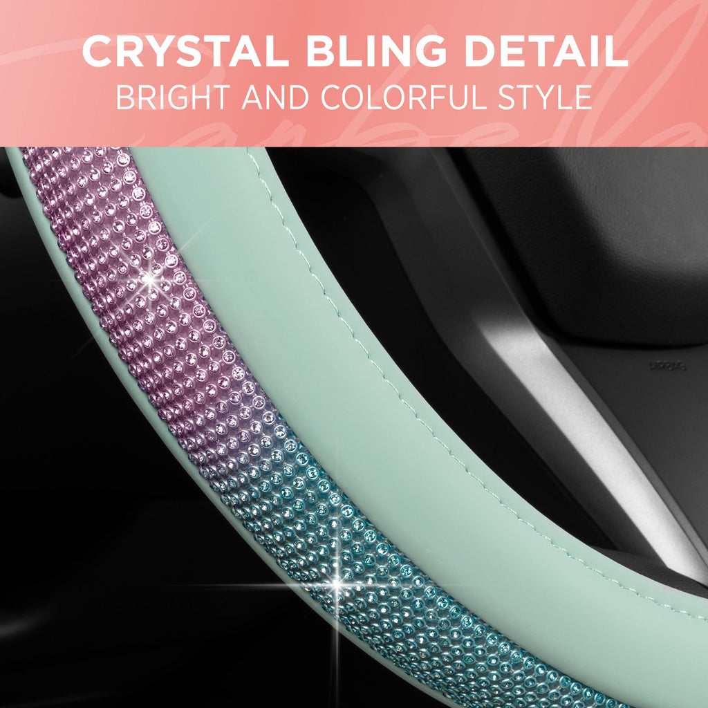 Carbella Gradient Bling Diamond Leatherette Steering Wheel Cover (Fits 14.5" - 15.5")