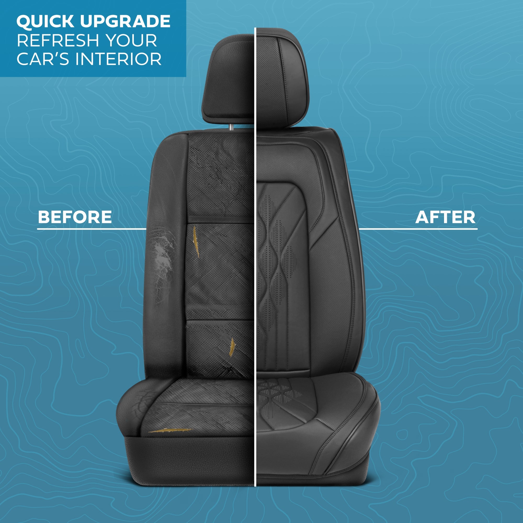 MotorBox Elite Edition Faux Leather Seat Covers for Cars, Trucks, & SUV - 2 Black Car Seat Covers for Front Seats - Universal Fit Car Accessories Automotive Interior Cover Protector for Most Vehicles