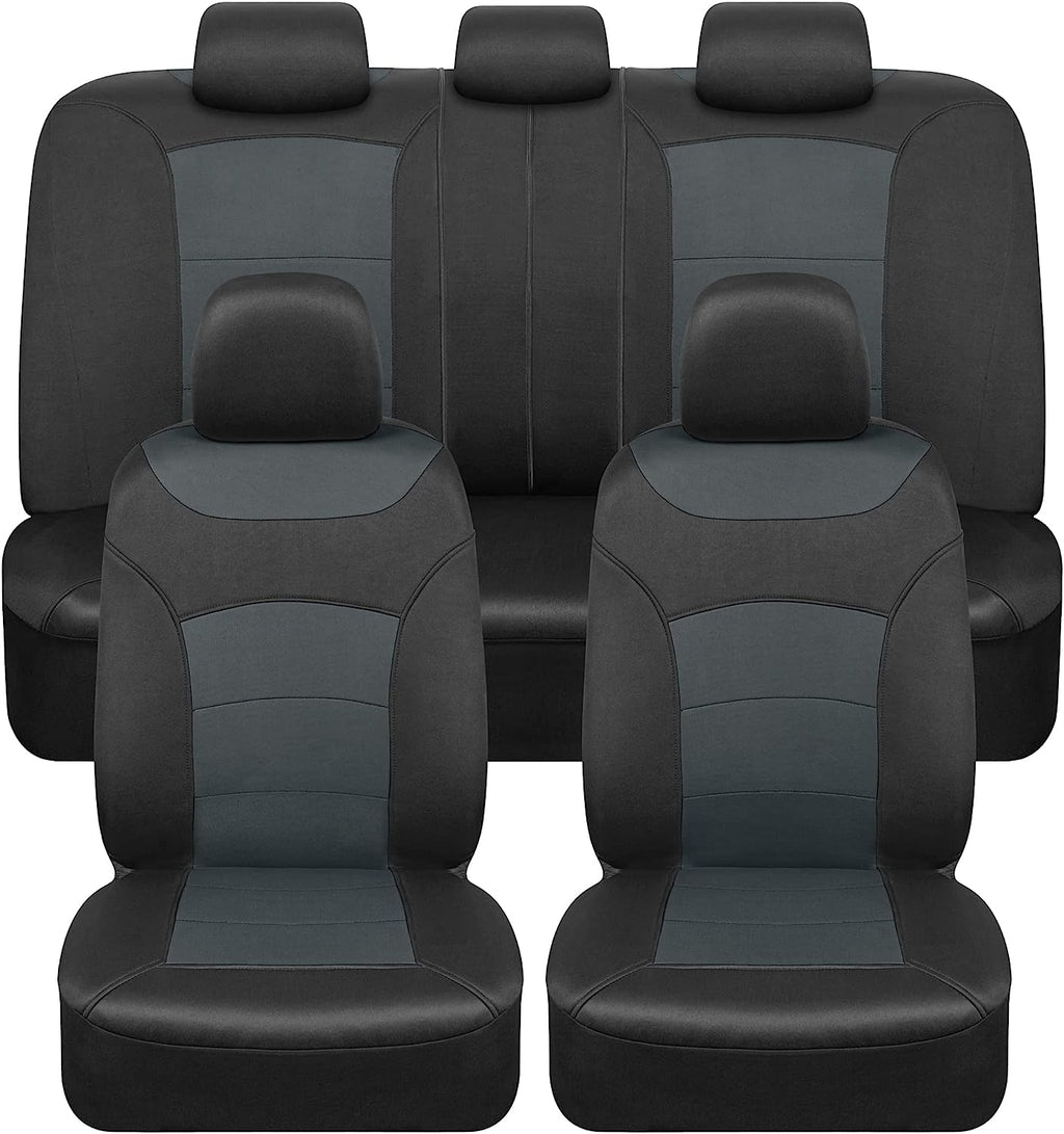 BDK carXS Turismo Car Seat Covers Full Set, Beige Two-Tone Front Seat Covers with Split Rear Bench Back Seat Cover, Automotive Seat Covers for Trucks SUV Van Auto (Multiple Colors)