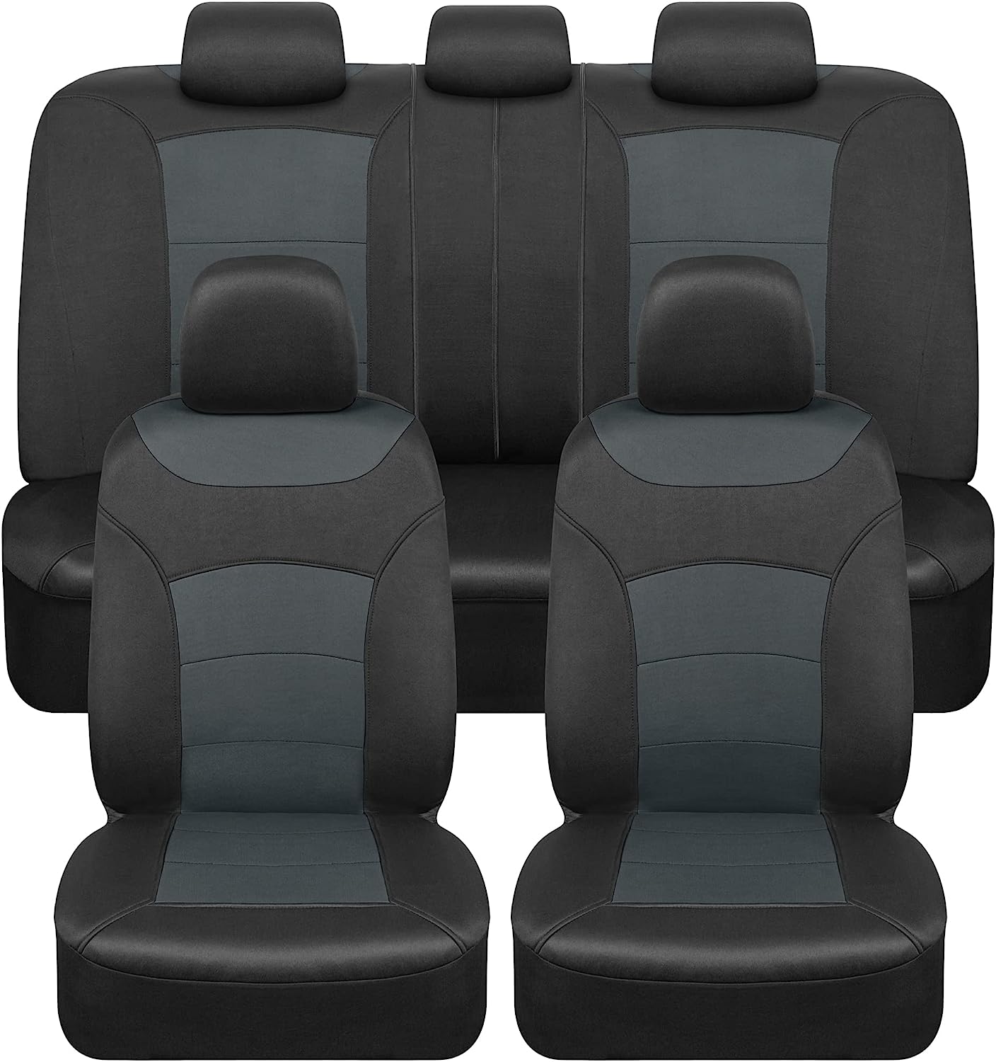 BDK carXS Turismo Car Seat Covers Full Set, Beige Two-Tone Front Seat Covers with Split Rear Bench Back Seat Cover, Automotive Seat Covers for Trucks SUV Van Auto (Multiple Colors)