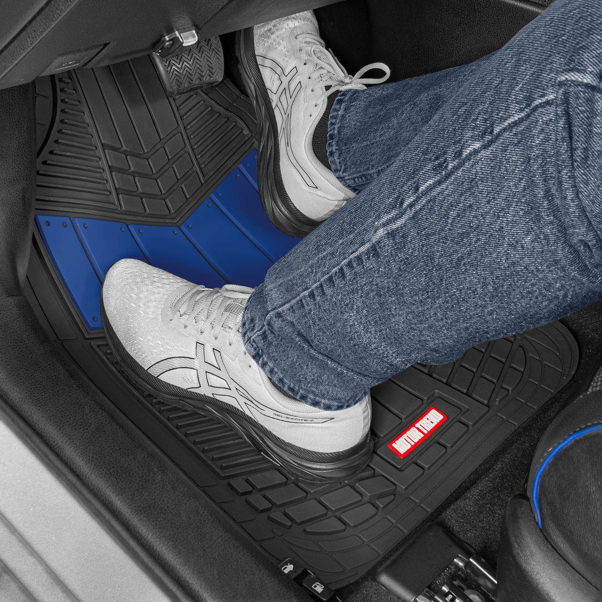 MotorTrend 4-Piece DualFlex Deep Drainage Channels Front Floor Mats and Rear Front Floor Mats - Heavy Duty, All Weather, Trim to Fit