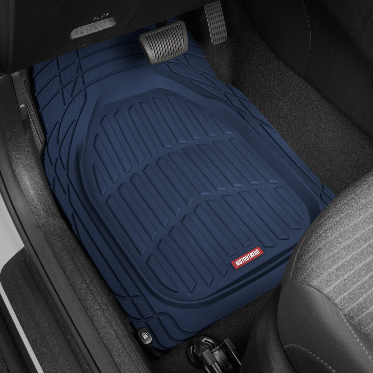 MotorTrend 3-Piece FlexTough Deep Dish Front Floor Mats and Rear Floor Mat - Heavy Duty, All Weather, Trim to Fit