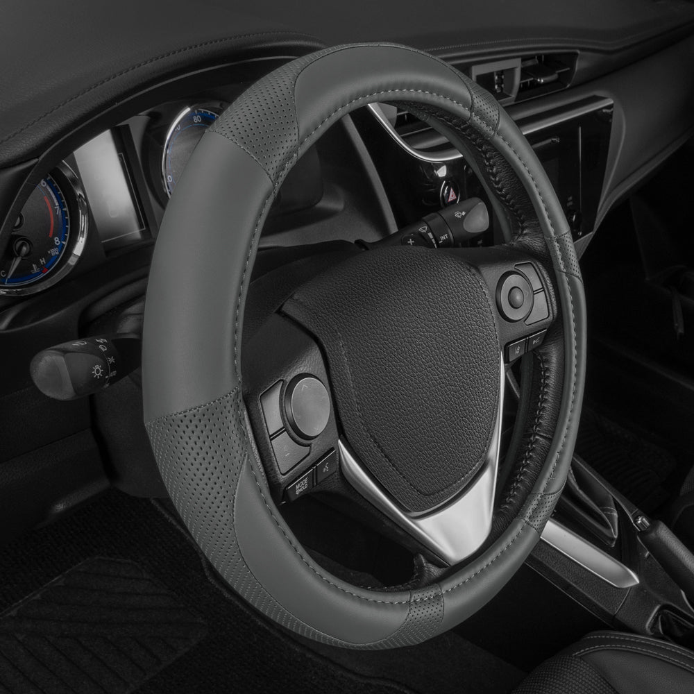 MotorTrend Soft Touch Perforated Microfiber Steering Wheel Cover (Fits 14.5" - 15.5")