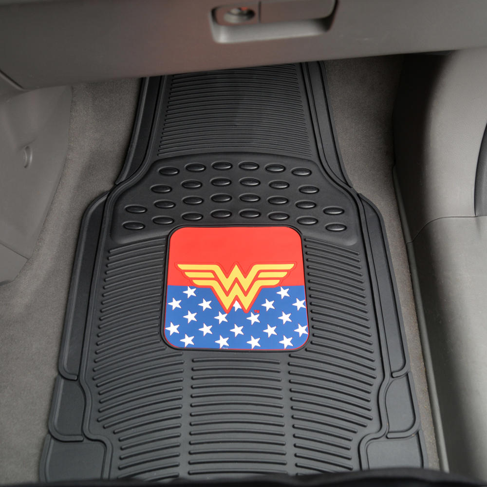 BDK Armored Super Hero Car Floor Mats - Officially Licensed DC Comics - All Weather Heavy Duty Auto Interior Liners for Car Truck Van SUV (Multiple Styles)