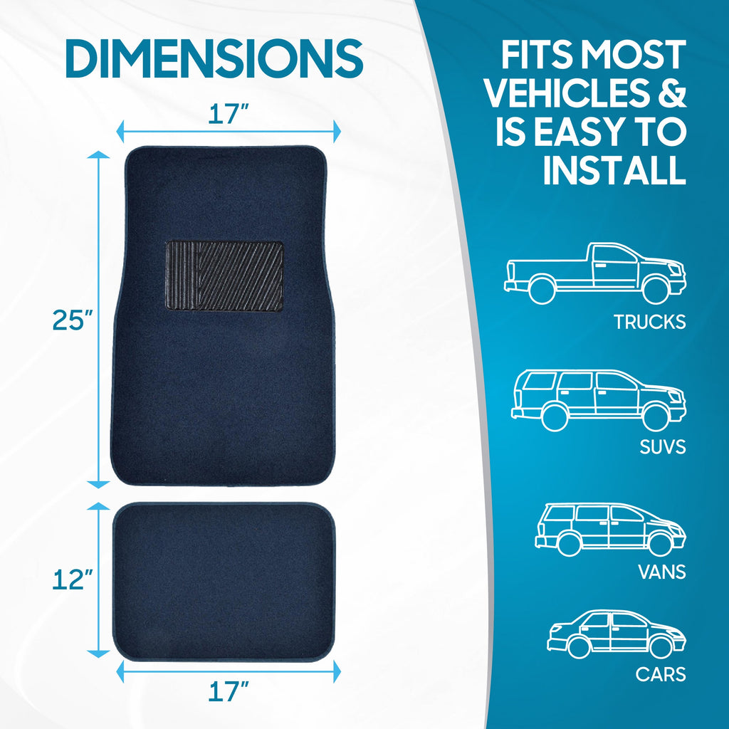 BDK 4-Piece Premium Carpet Non-Slip Heel Pad Front Floor Mats and Rear Floor Mats