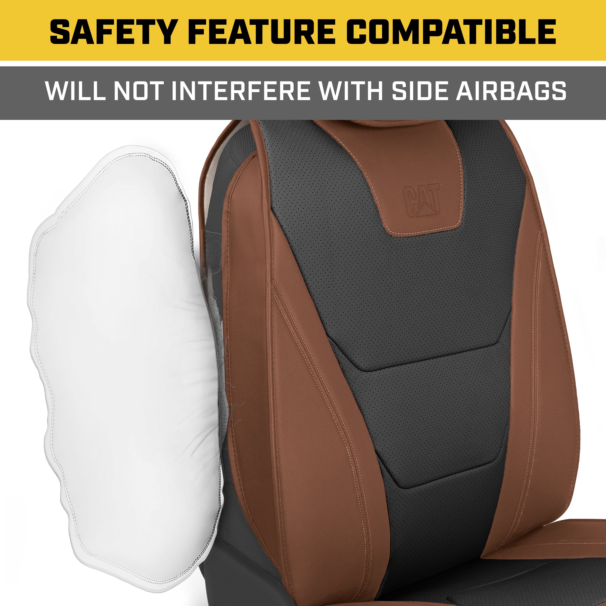 CAT 2-Pack EDGE Deluxe Front Seat Covers - Brown