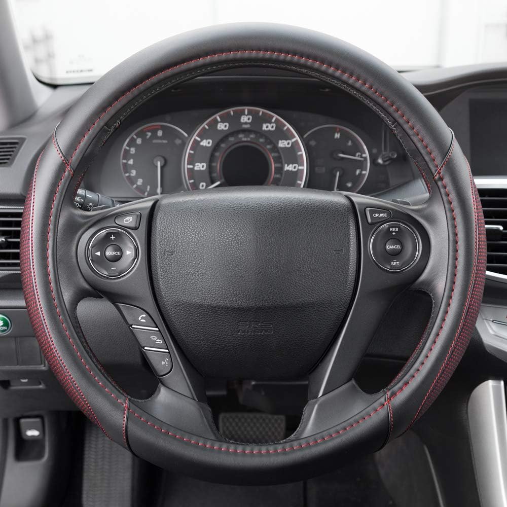 MotorTrend Dotted Polyester Comfort Grip Steering Wheel Cover (Fits 14.5" - 15.5")