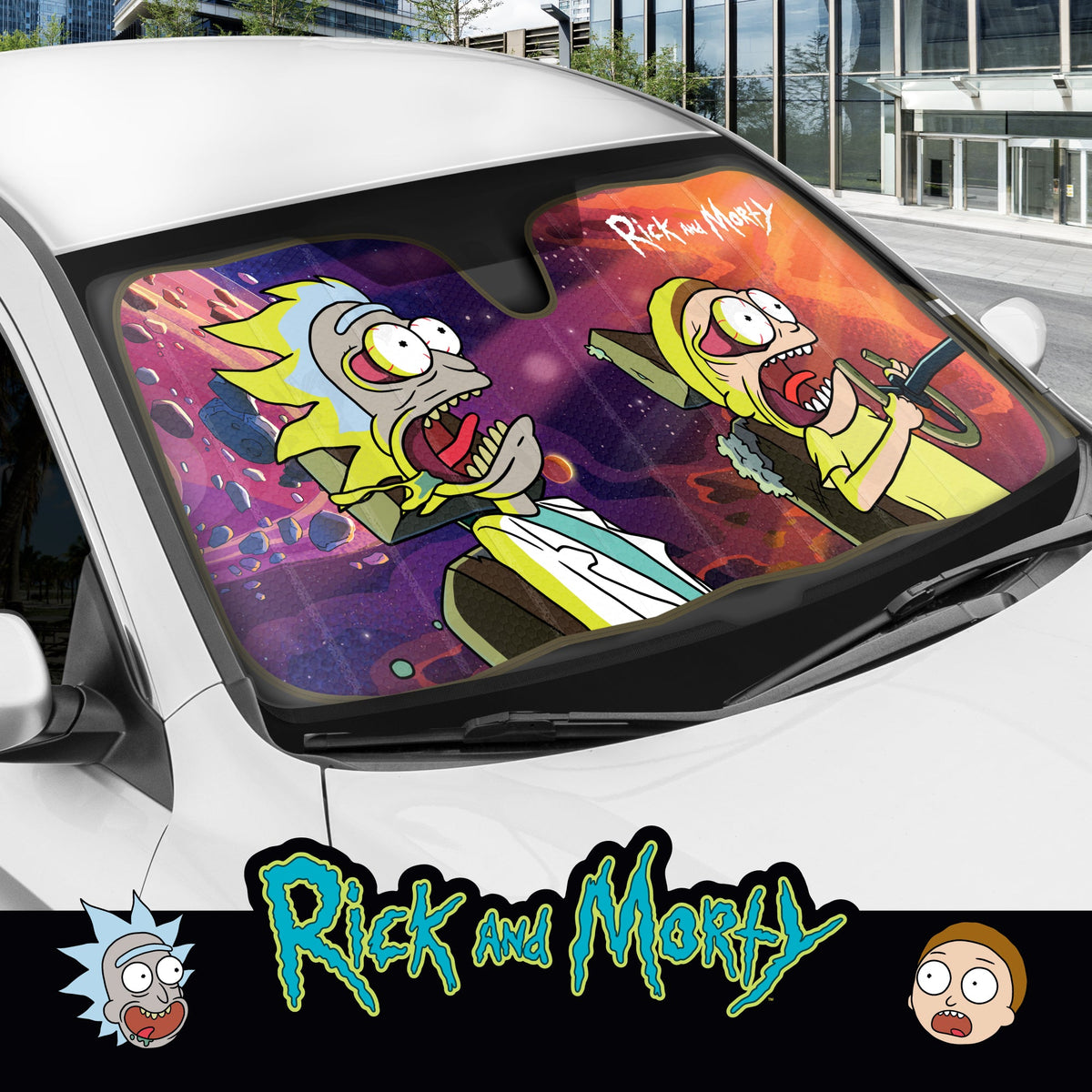 Rick and Morty Car Windshield Sun Shade Accordion Style for Car Front Windshield Window - 58" (W) x 27" (L)