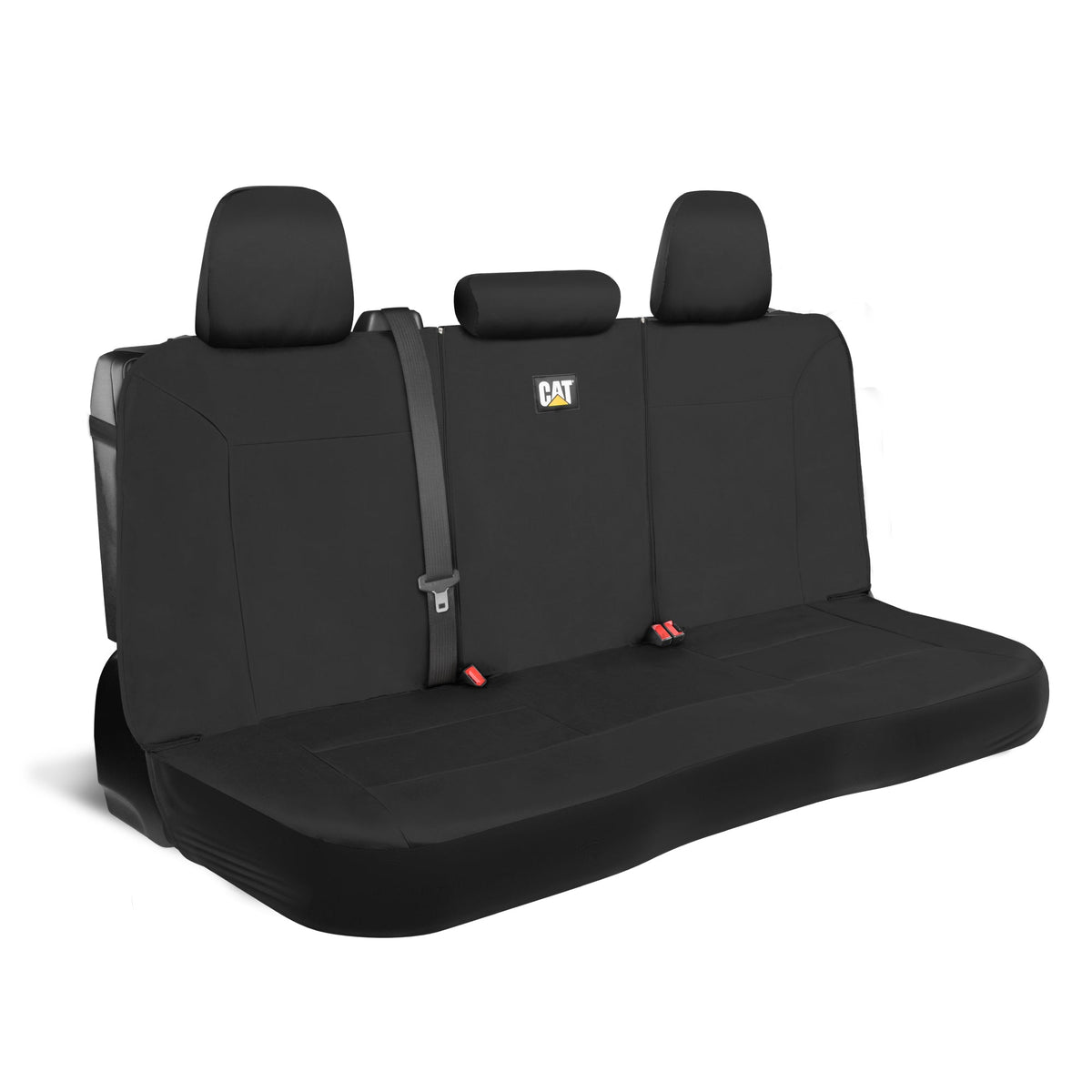 CAT Black Rear Seat Cover for Trucks, Cars & SUVs – Heavy-Duty Oxford Canvas – 60/40 Split Bench Protector – Durable Back Seat Cover for Work Trucks, Pets, Travel – Car & Truck Interior Accessory