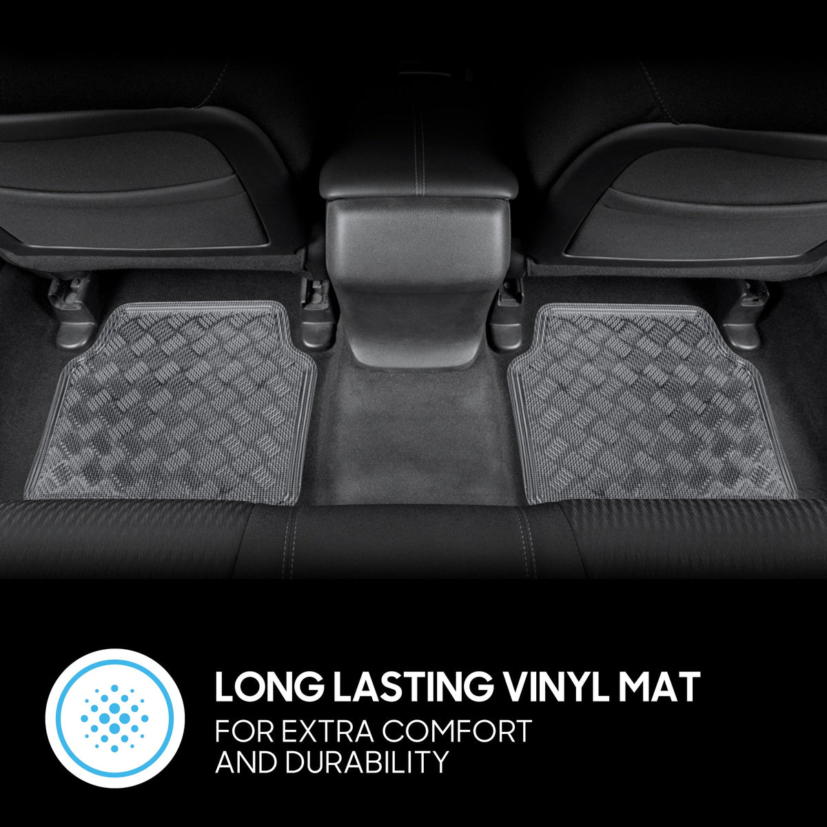 BDK 4-Piece Translucent Centered Cushioned Grip Pad Front Floor Mats and Rear Floor Mats - Heavy Duty, All Weather