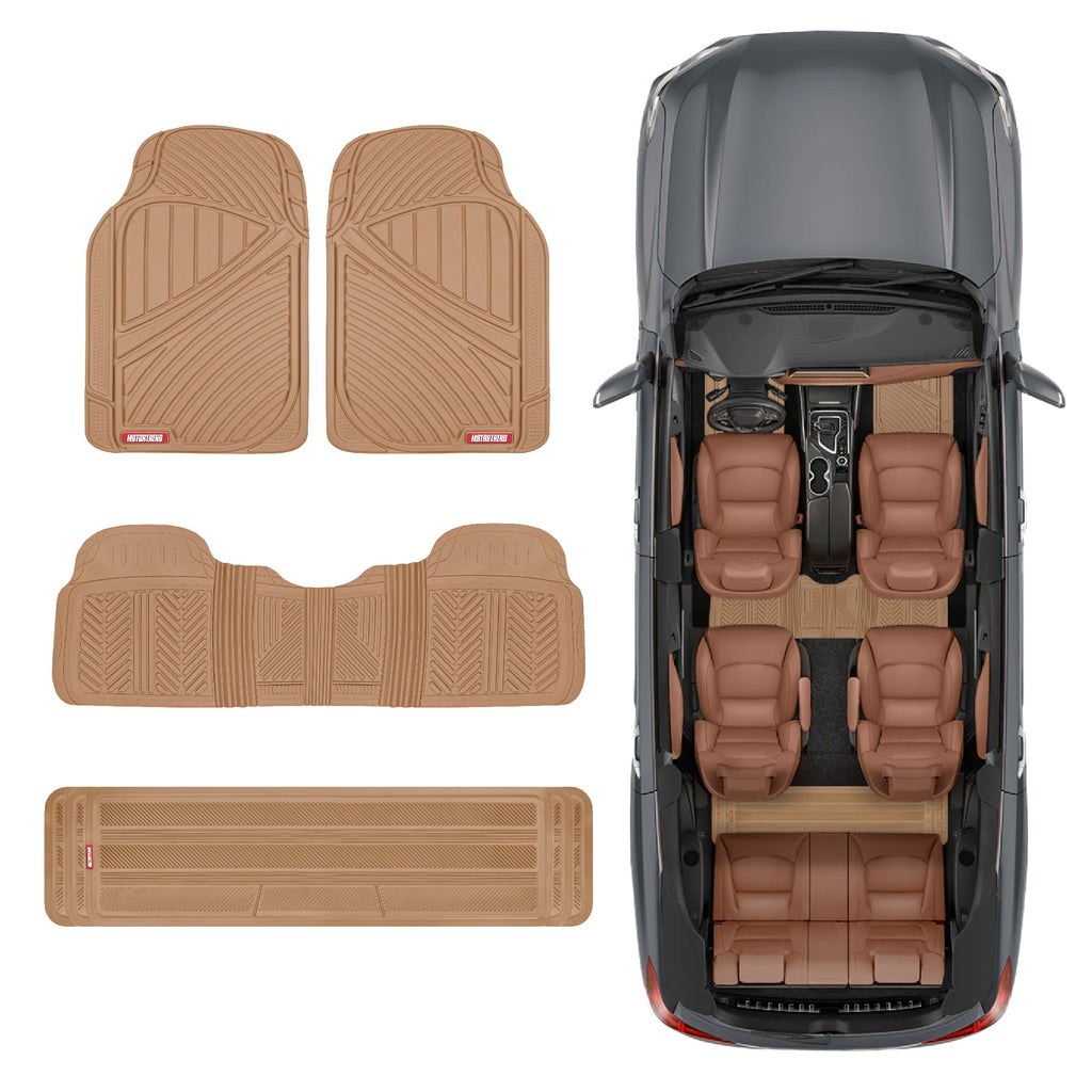 MotorTrend 4-Piece 3-Rows Extra-High Ridgeline Front Floor Mats, Middle Floor Mat, and Rear Floor Mat