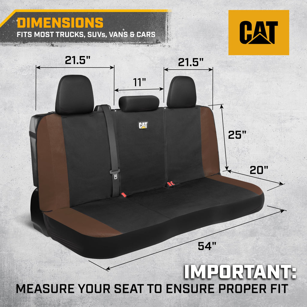CAT Black & Brown Car Seat Covers Full Set – Front Seat Covers & Rear Bench Seat Cover – Airbag Compatible, 60/40 Split Bench for Trucks, Cars & SUVs – Automotive Interior Seat Protection Accessories --Alias 639034921229590528
