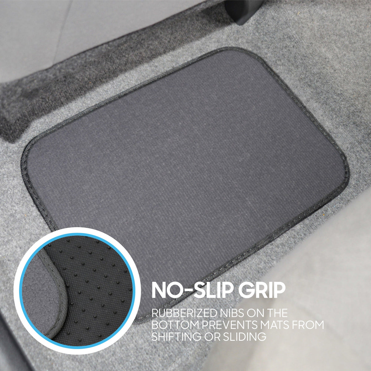 BDK 4-Piece Premium Carpet Non-Slip Heel Pad Front Floor Mats and Rear Floor Mats