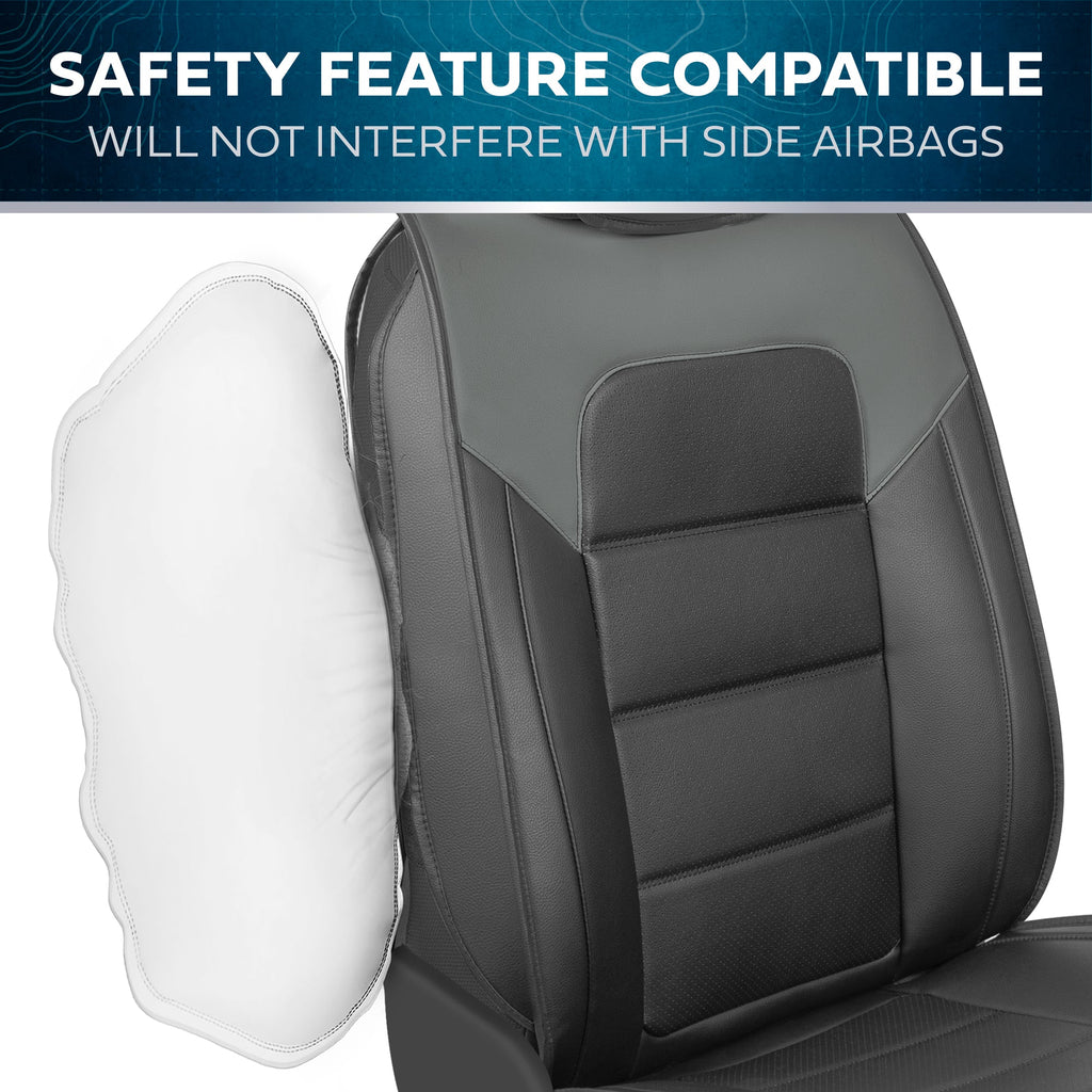 MotorBox 2-Pack Classic Edition Premium Faux Leather Perforated Cushion Front Seat Covers
