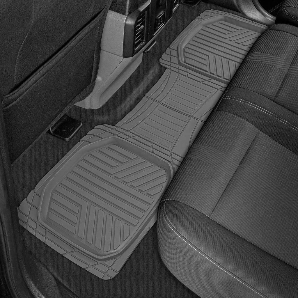 MotorTrend 3-Piece FlexTough Plus Deep Dish Line Grooves Front Floor Mats and Rear Floor Mat - Heavy Duty, All Weather, Trim to Fit