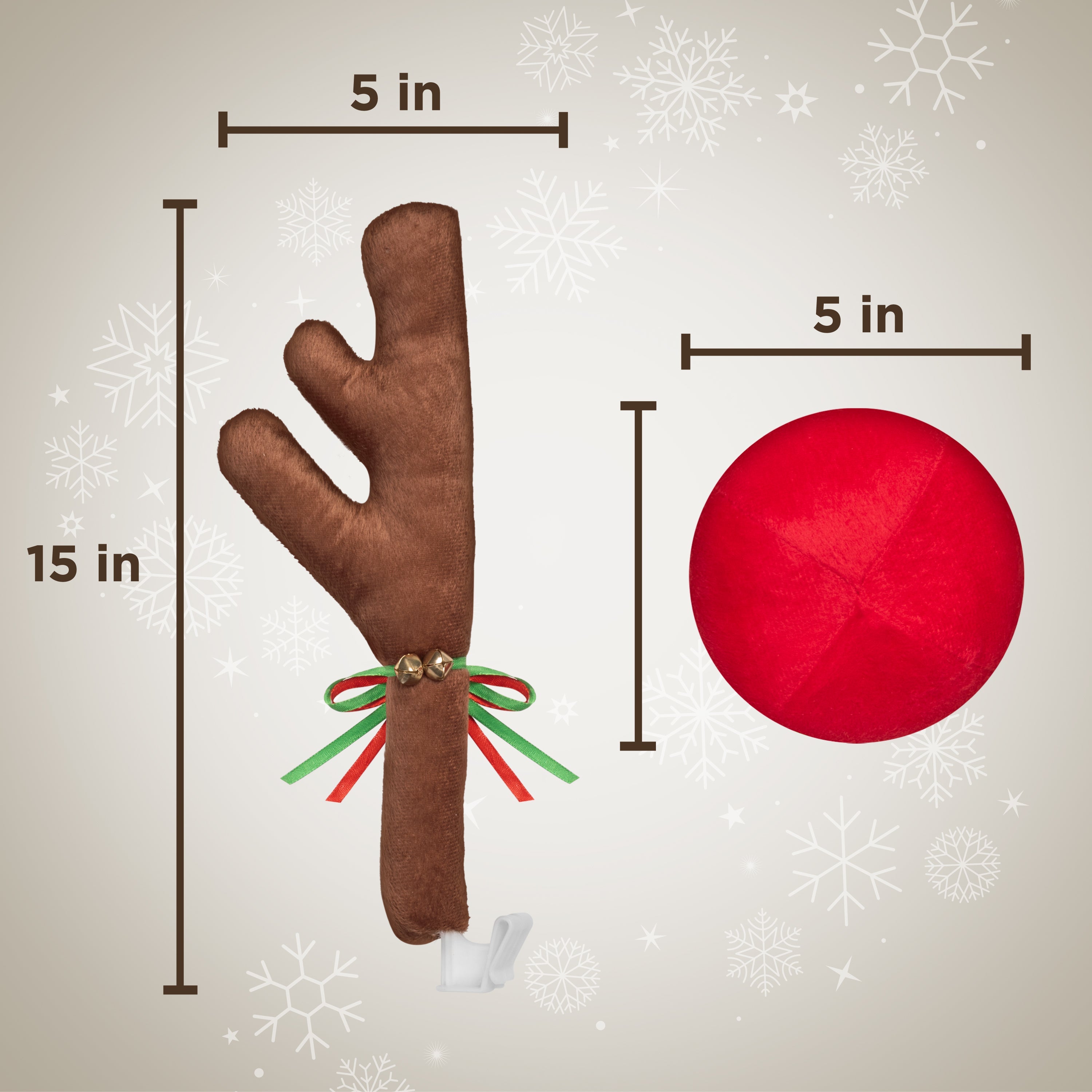 Carbella 3-Piece Holiday Antlers and Red Nose