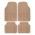 BDK 4-Piece Cushioned Grip Pad Front Floor Mats and Rear Floor Mats - Heavy Duty, All Weather, Trim to Fit - Beige