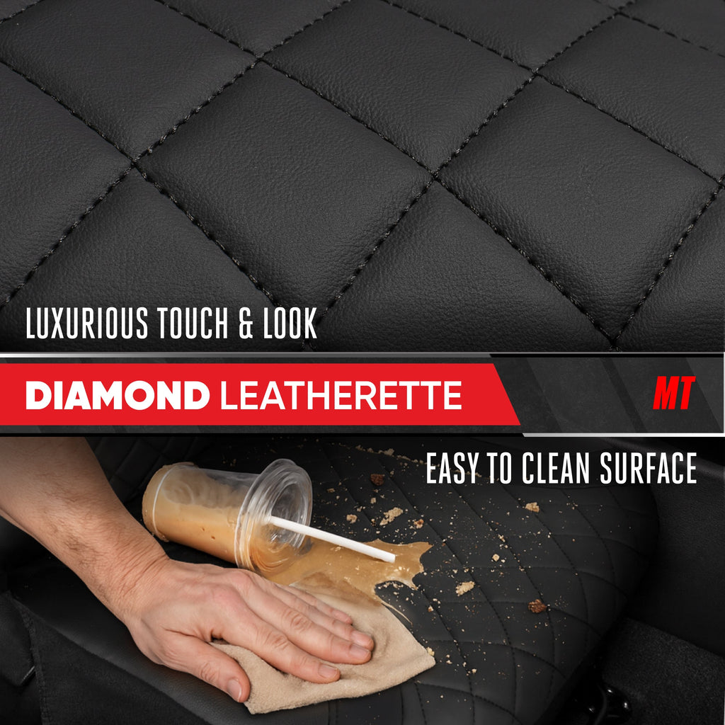 Motor Trend Faux Leather Seat Covers For Trucks, Cars, & SUV - Front Black Car Seat Cover Set - Universal Fit For Most Automotives - Forros Para Asientos De Carro - CarSeat Covers Accessories