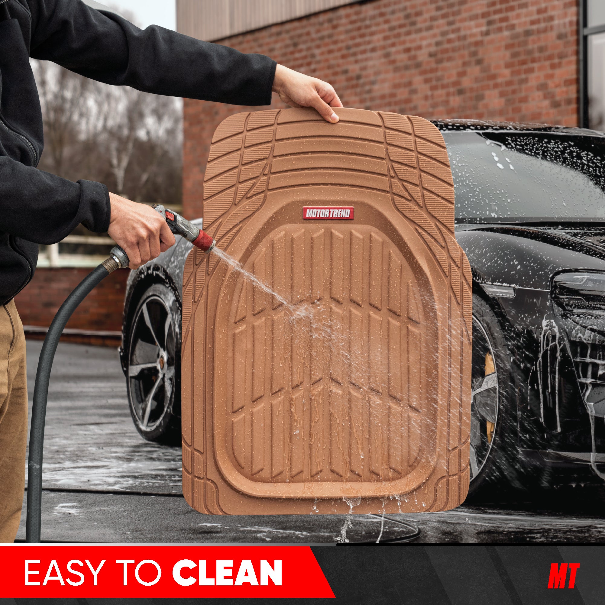MotorTrend 4-Piece 3-Rows FlexTough Deep Dish Front Floor Mats, Middle Floor Mats, and Rear Floor Mat