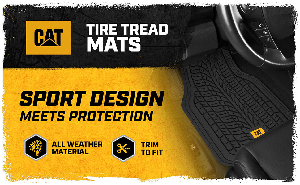 CAT ToughTread 4-Piece Front Floor Mats and Rear Floor Mats - Heavy Duty, All Weather, Trimmable