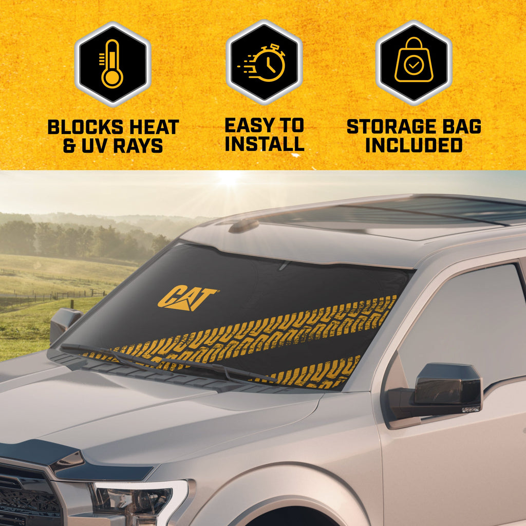CAT Tread Marks Pop-Up Front Windshield Sunshade XL (64" x 32")