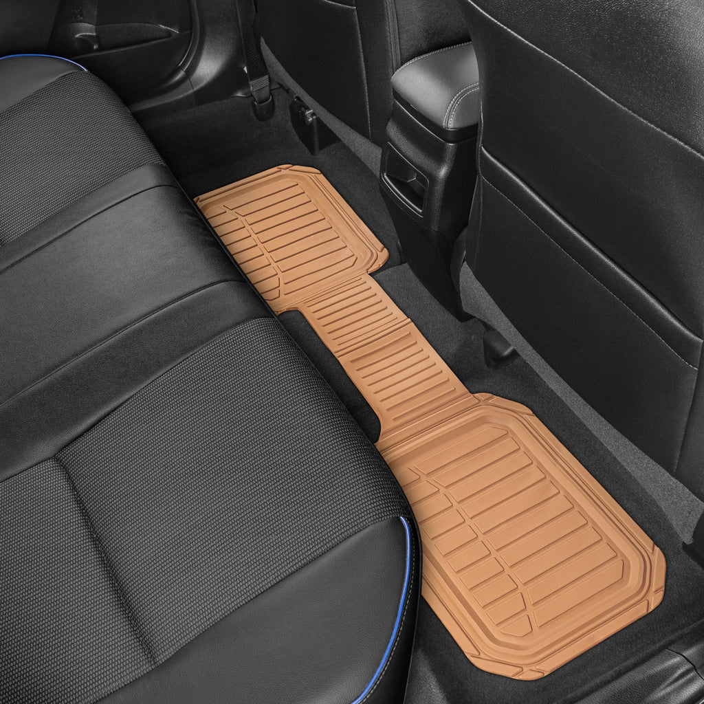 MotorTrend 3-Piece FlexTough Defender Front Floor Mats and Rear Floor Mat - Heavy Duty, All Weather, Trim to Fit