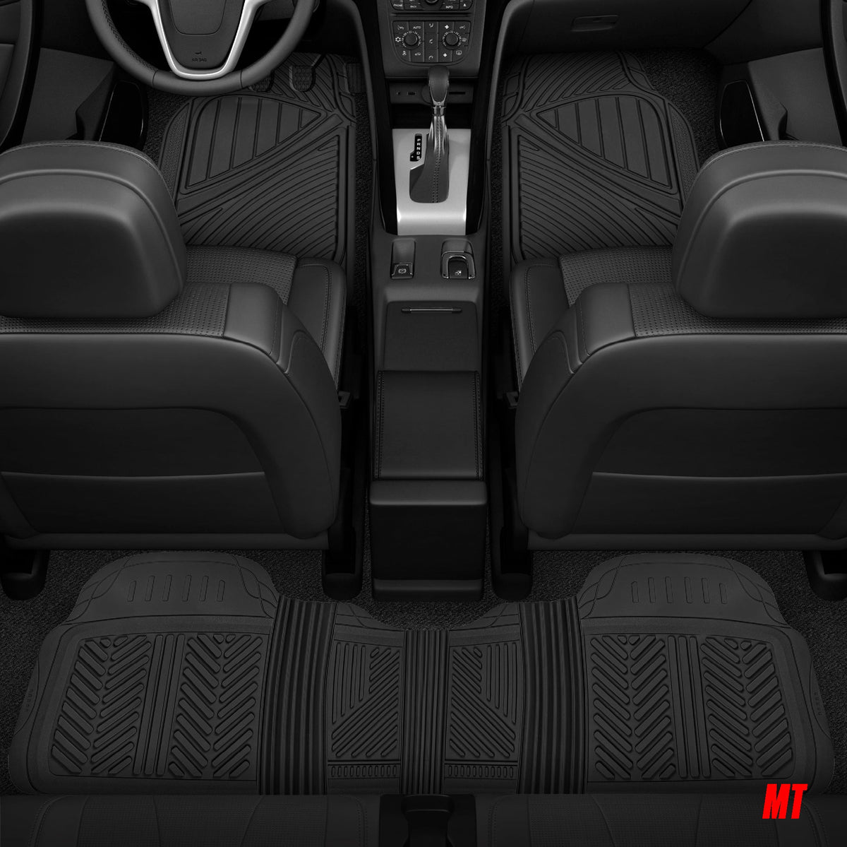 MotorTrend 4-Piece 3-Rows Extra-High Ridgeline Front Floor Mats, Middle Floor Mat, and Rear Floor Mat
